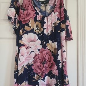Cold shoulder floral blouse
